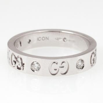 Gucci Diamond White Gold Ring Size 54