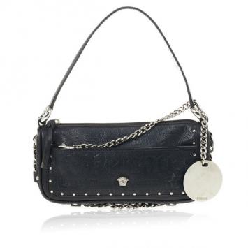 Versace Black Leather Shoulder Bag