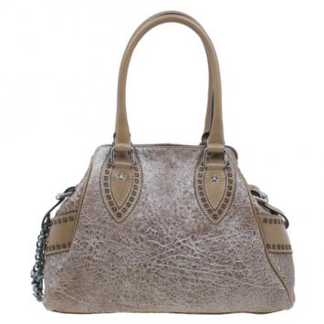 Fendi Metallic Brown Leather Du Jour Tote