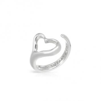 Tiffany & Co. Elsa Peretti Open Heart Silver Ring Size 52