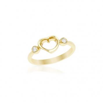 Tiffany & Co. Elsa Peretti Open Heart Diamond Gold Ring Size 50.5