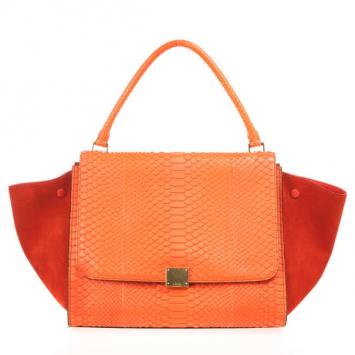 Celine Orange Large Trapeze Exotic Bag