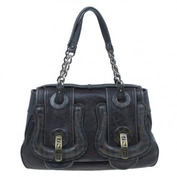 Fendi Brown Zucca Leather and Coated Canvas Trim B Bag