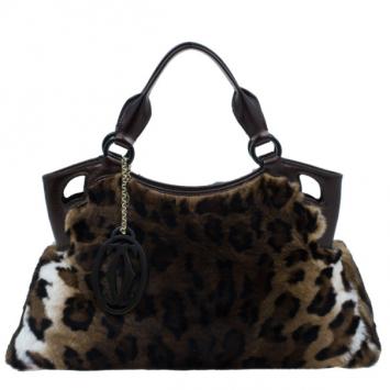 Cartier Leopard Print Rabbit Fur Small Marcello de Cartier Satchel