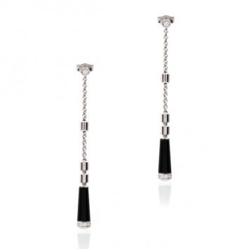Piaget Possession Black Jade 18 K White Gold Earrings