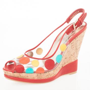 Stuart Weitzman Red Hokuspocus Slingback Wedges Sandals Size 38.5