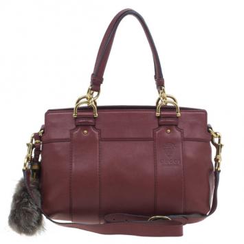 Gucci Burgundy Calfskin Leather Smilla Tote