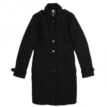 Burberry Black Quilted Long Trench Coat S