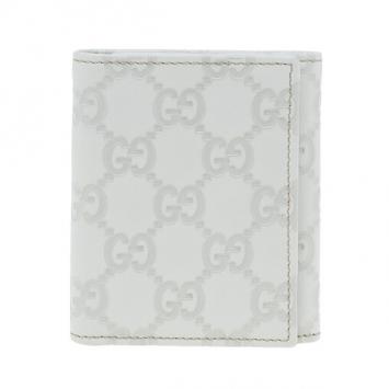 Gucci White Leather Guccissima Compact Wallet