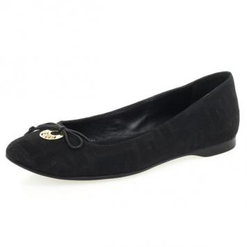 Fendi Black Zucca Canvas Bow Ballet Flats Size 36
