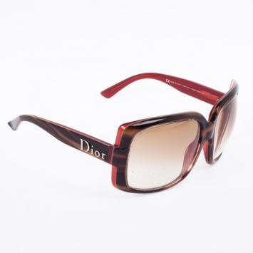 Dior 60'S 1 Tortoise &amp; Red Frame Square Women Sunglasses
