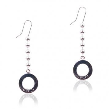 Gucci Silver Round Pendant Earrings