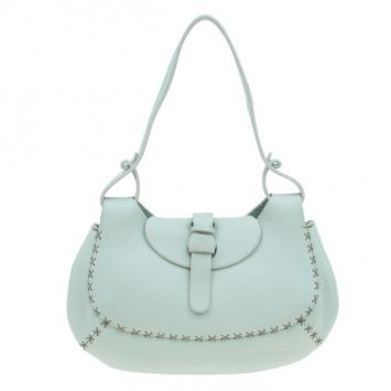 Fendi Light Green Leather Selleria Hobo