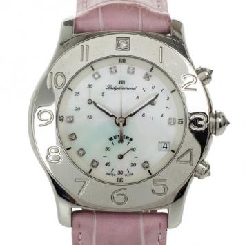Meyers Samba Mother of Pearl SS Leather Chronograph Womens Wristwatch 39 MM