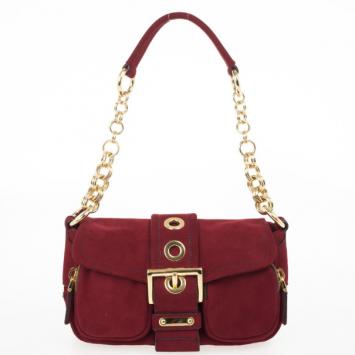 Prada Magenta Leather Shoulder Bag