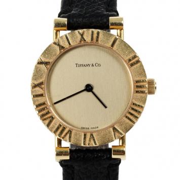 Tiffany & Co. Atlas 18K Yellow Gold Leather Unisex Wristwatch 31.5 MM