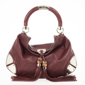 Gucci Red Guccissima Leather Medium Babouska Indy Top Handle Bag