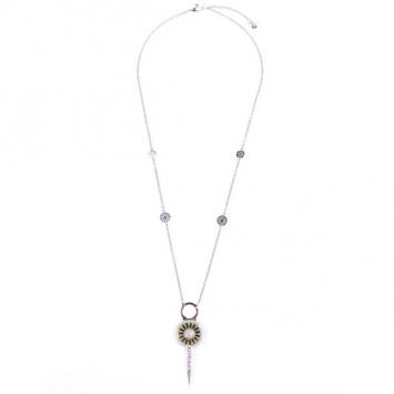 La Nouvelle Bague Green Enameled Diamond Pendant Necklace 