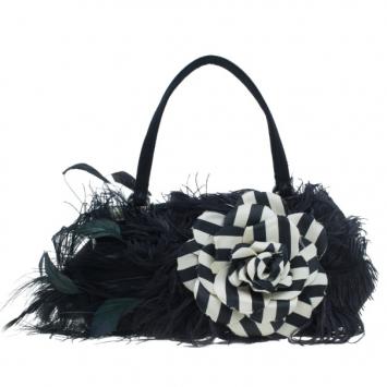 Valentino Black Leather Feather Satchel