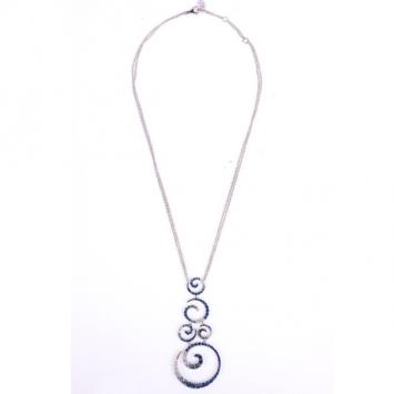 Stefan Hafner 18 K White Gold Blue Sapphire and Diamond Pendant Necklace 