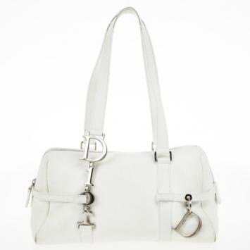 Dior White Leather Small Satchel Bag