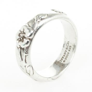 Tiffany & Co. Nature Rose Silver Ring Size 55