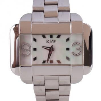 Pre Owned Rama Swiss Watch Mother of Pearl Diamond SS Mens Wristwatch 50 MM