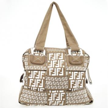 Fendi B-Mix Beige and White Tote