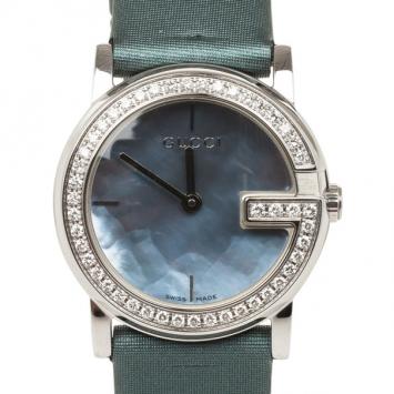 Gucci 101L Mother of Pearl Diamond SS Fabric Womens Wristwatch 28 MM