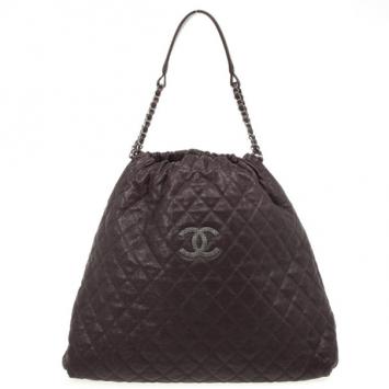 Chanel Brown Leather Quilted Hobo