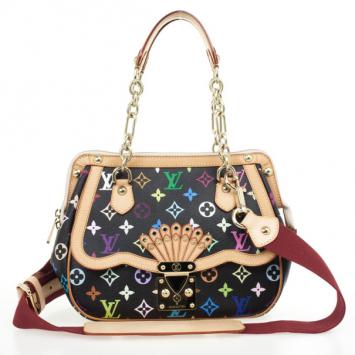 Louis Vuitton Limited Edition Black Monogram Multicolore Gracie MM Bag