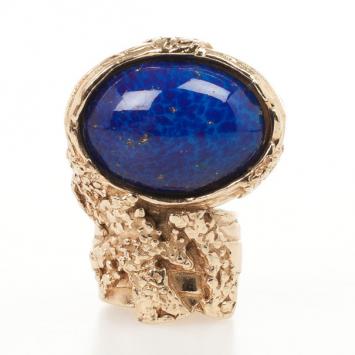 Saint Laurent Lapis Arty Oval Shape Ring Size 53