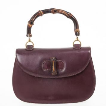 Gucci Burgundy Top Handle Bamboo Bag