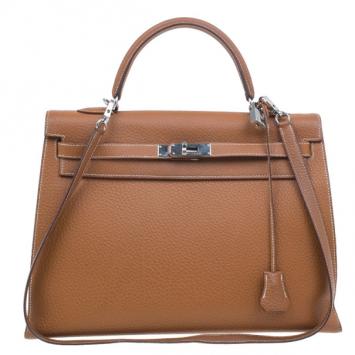 Hermes Marron D'Inde Brown Clemence Kelly Palladium Hardware 35