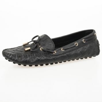 Louis Vuitton Black Monogram Leather Gloria Loafers Size 38