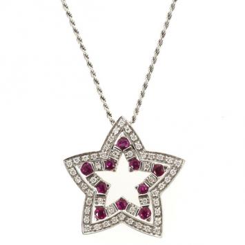 Damiani Belle Epoque Diamonds and Rubies Star Pendant Necklace