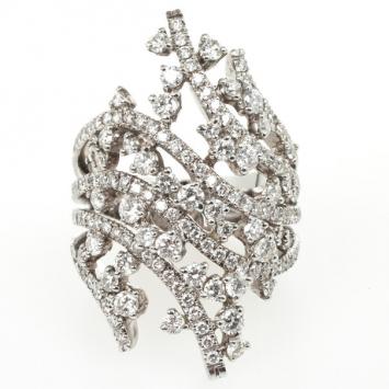 Damiani 18 K White Gold Diamond Ring Size 57