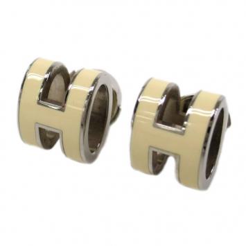 Hermes Pop H Ivory Lacquered Earrings
