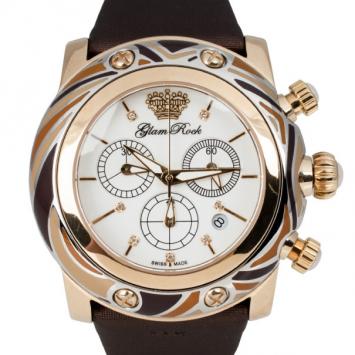 Glam Rock Miami SS Leather Diamond Chronograph Unisex Wristwatch 44 MM