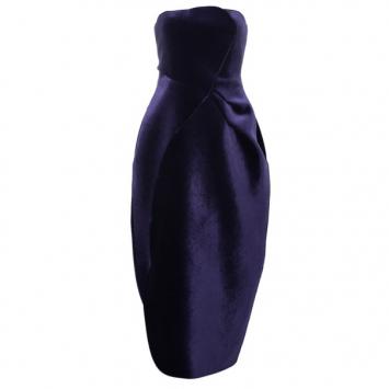 Emporio Armani Purple Neoprene Velvet Cocktail Gown S