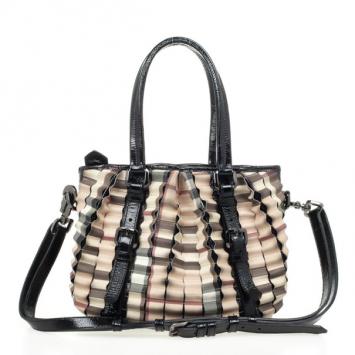 Burberry Nova Check Cartridge Pleat Tote