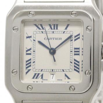Pre Owned Cartier White Stainless Steel Santos Galbee Men's Wristwatch 29MM
