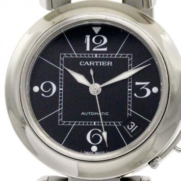 Cartier Black Stainless Steel Pasha C Unisex Wristwatch 36MM