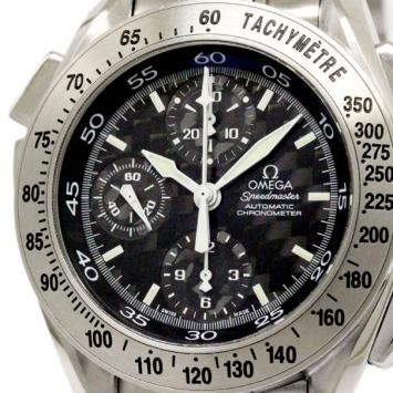 Pre Owned Omega Black Stainless Steel Speedmaster Split Second Carbon Men's Wristwatch 42MM