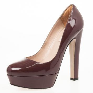Valentino Maroon Patent Leather Platform Pumps Size 38