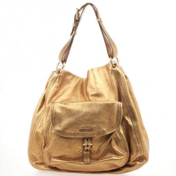 Miu Miu Gold Leather Lux Metal Front Pocket Tote Bag