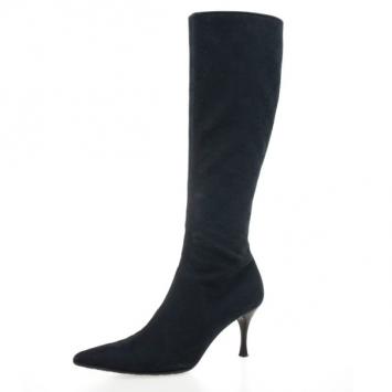 Gucci Black Guccissima Canvas Pointed Toe Mid Calf Boots Size 39
