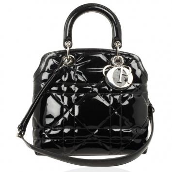 Christian Dior Black Patent Medium Granville Bag 