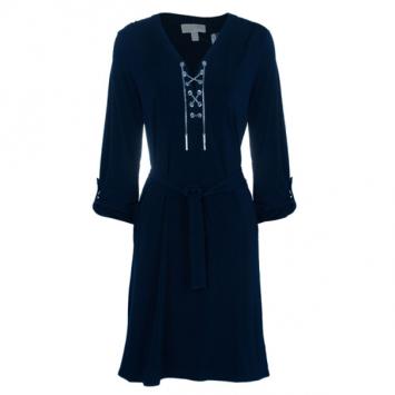 MICHAEL Michael Kors Navy Drawstring Detail Dress S