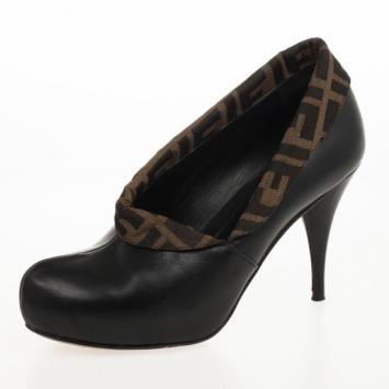 Fendi Zucca Canvas &amp; Leather Envelope Booties Size 37